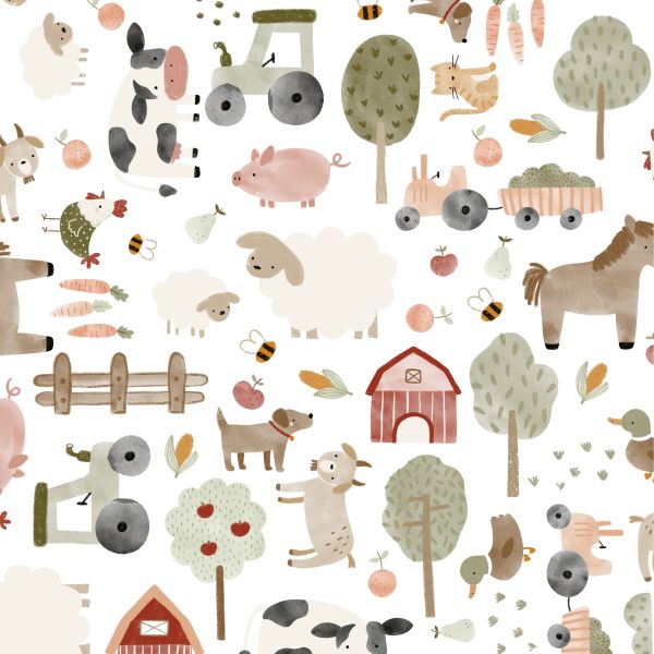 Papel de Parede Bichos da Fazenda 2,80 x 0,45 m