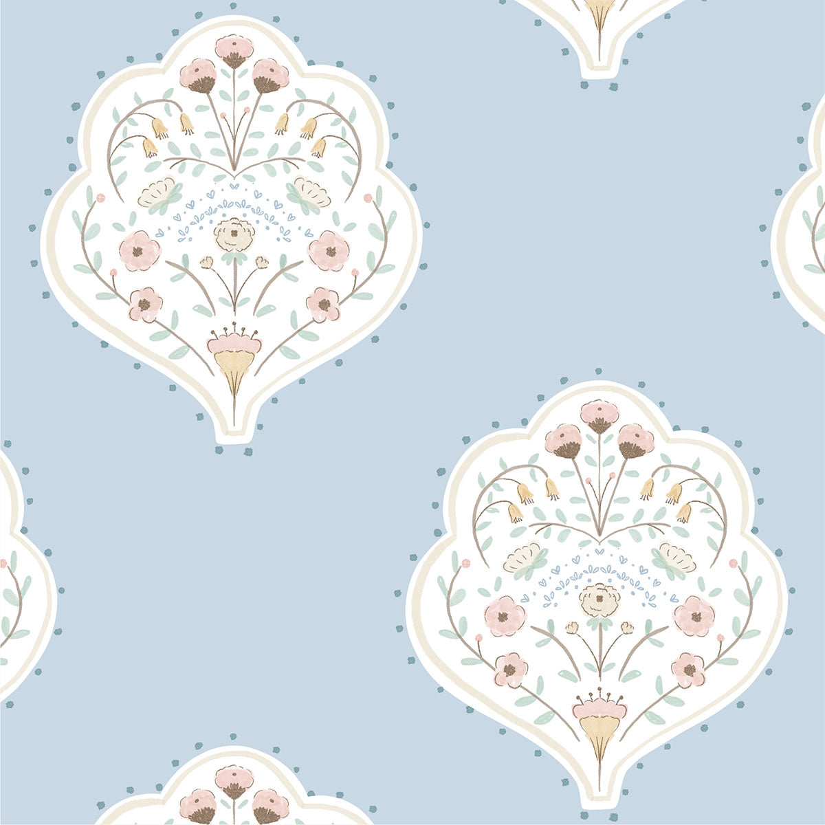 Papel de parede Arabesco Azul - Maracujá – Rolo 2,80 x 0,45 m