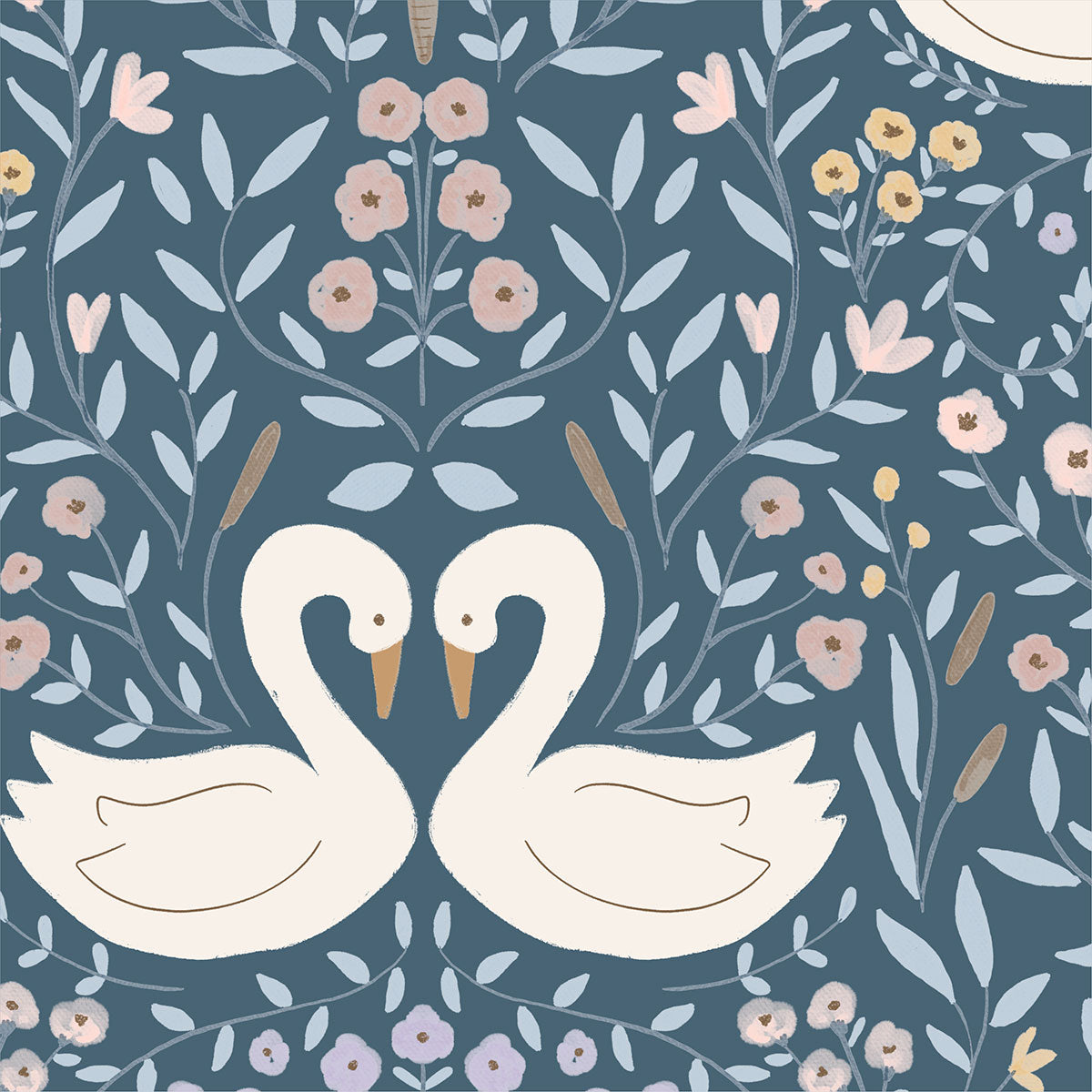Papel de parede Dança dos Cisnes Noite - Maracujá – Rolo 2,80 x 0,45 m