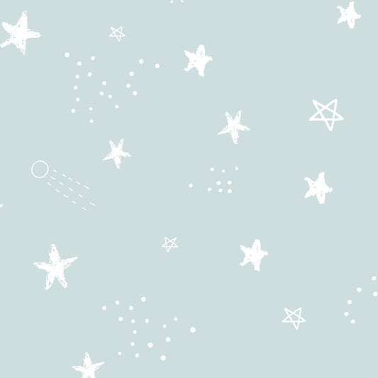 Papel de Parede Céu Estrelado color Azul bebê 2,80 x 0,45 m