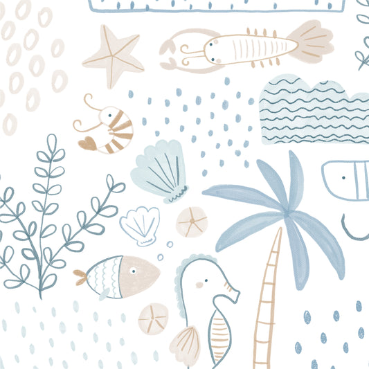 Papel de Parede Banco de Areia Azul e Areia  2,80 x 0,45 m