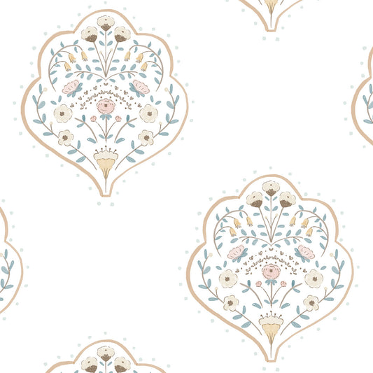 Papel de parede Arabesco Bege - Maracujá – Rolo 2,80 x 0,45 m